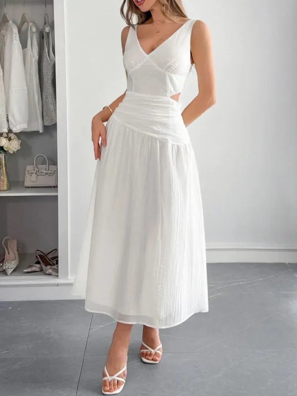 Cutout V-Neck Sleeveless Midi Dress sold by Gigi Laurent