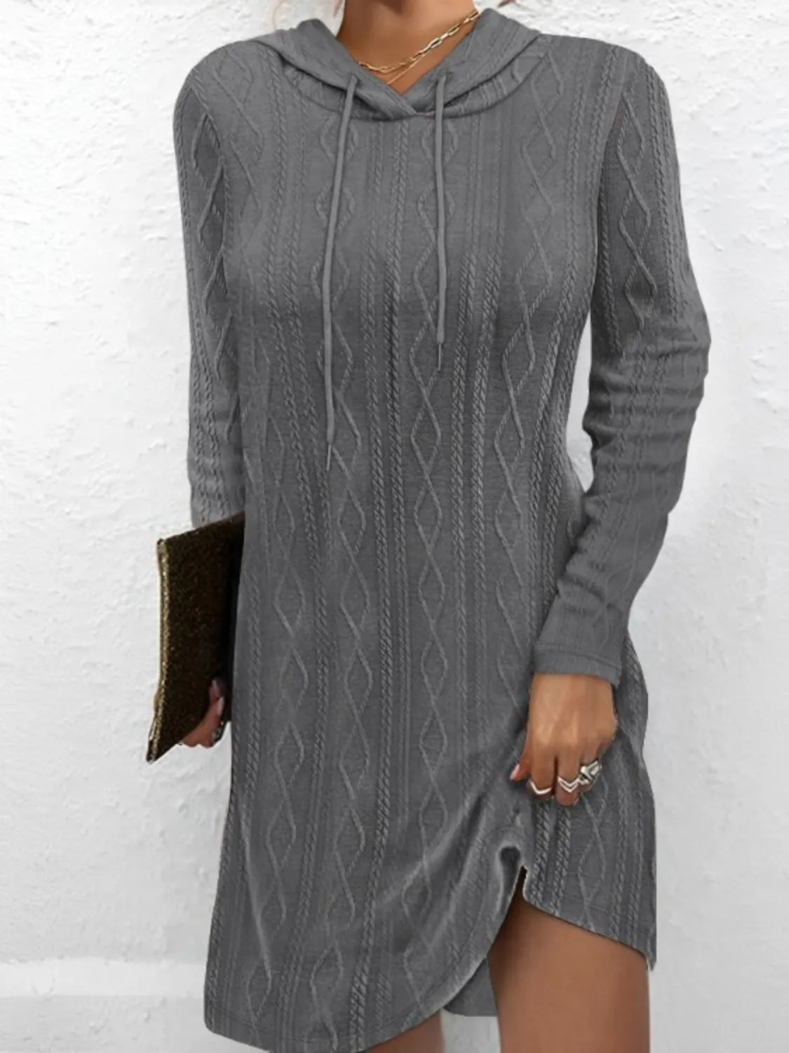 Drawstring Hooded Sweater Dress sold by Gigi Laurent product image thumbnail 2