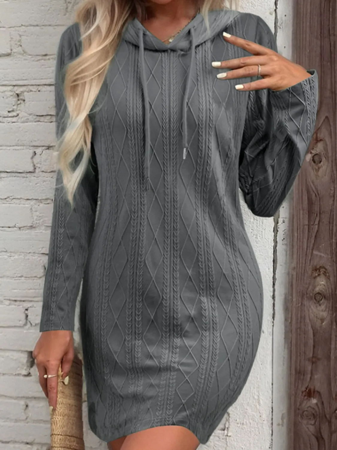 Drawstring Hooded Sweater Dress sold by Gigi Laurent