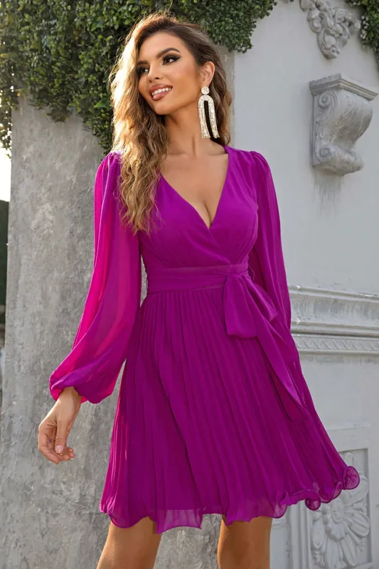 Tied Surplice Neck Pleated Dress sold by Gigi Laurent