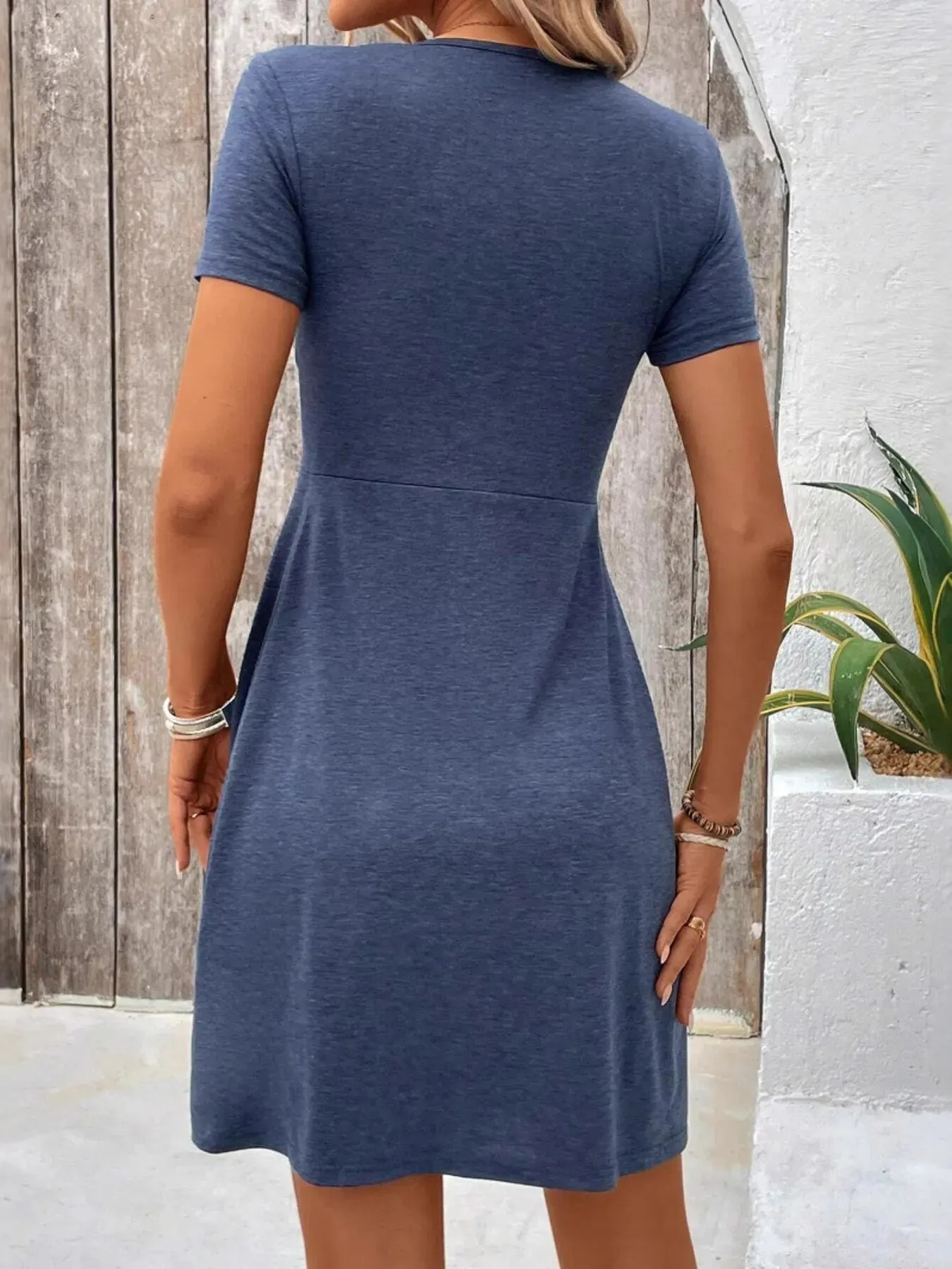 Twist Front V-Neck Short Sleeve Casual Dress sold by Gigi Laurent product image thumbnail 2