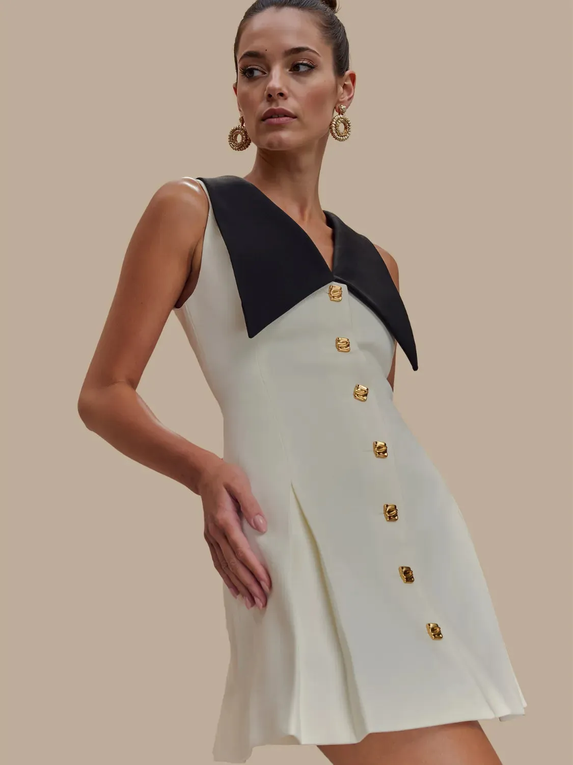 Button Front Sleeveless Mini Dress sold by Gigi Laurent product image thumbnail 3