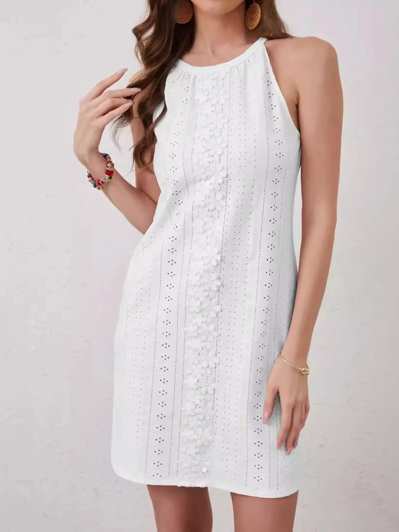 Eyelet Flower Sleeveless Mini Dress sold by Gigi Laurent product image thumbnail 2