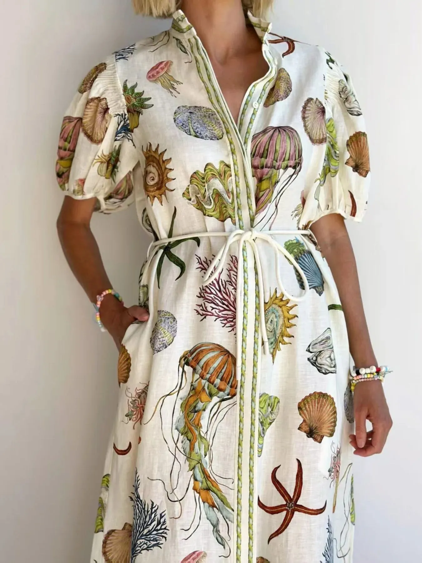 Printed Short Sleeve Shirt Dress sold by Gigi Laurent product image thumbnail 5