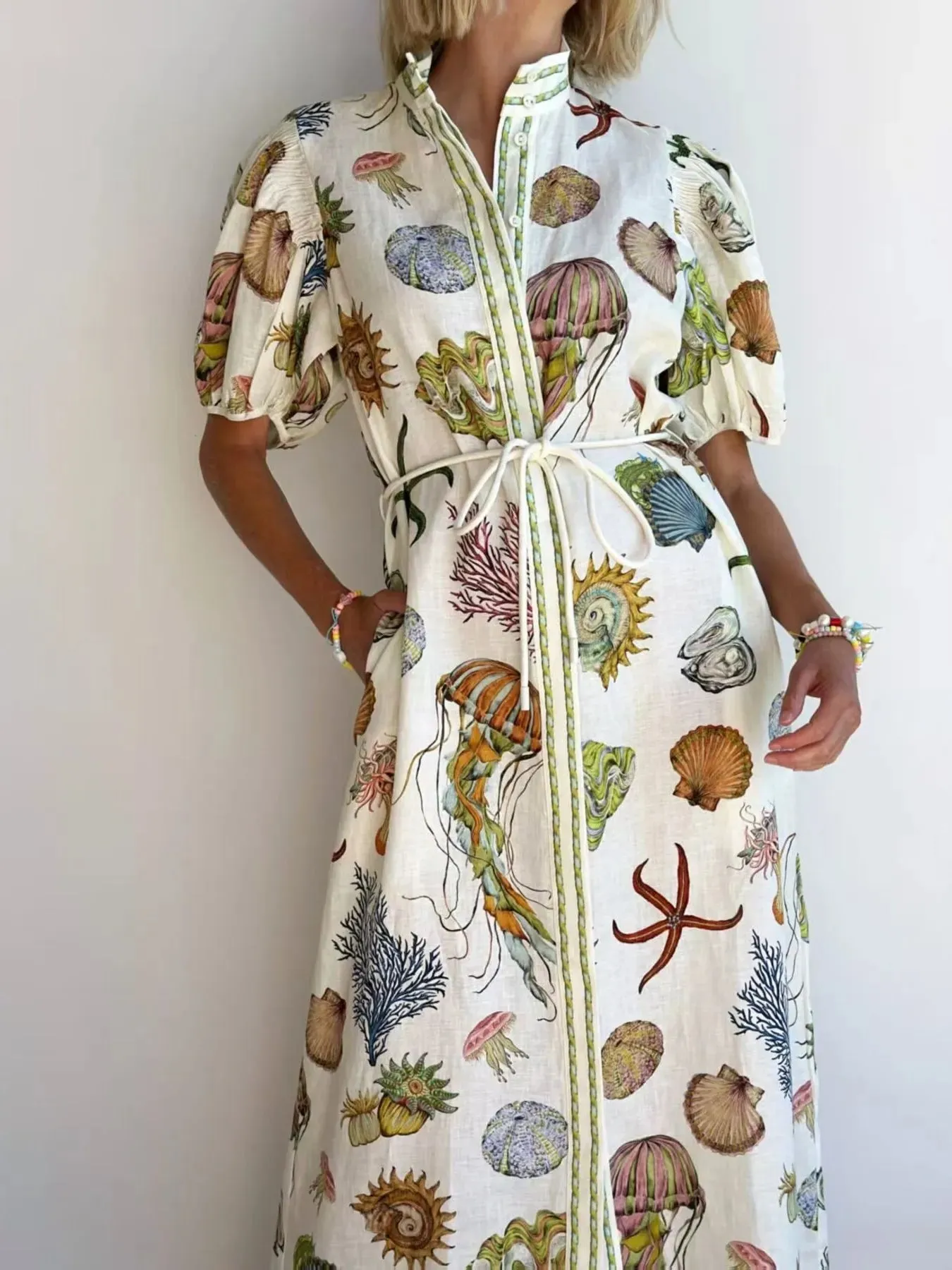 Printed Short Sleeve Shirt Dress sold by Gigi Laurent product image thumbnail 3