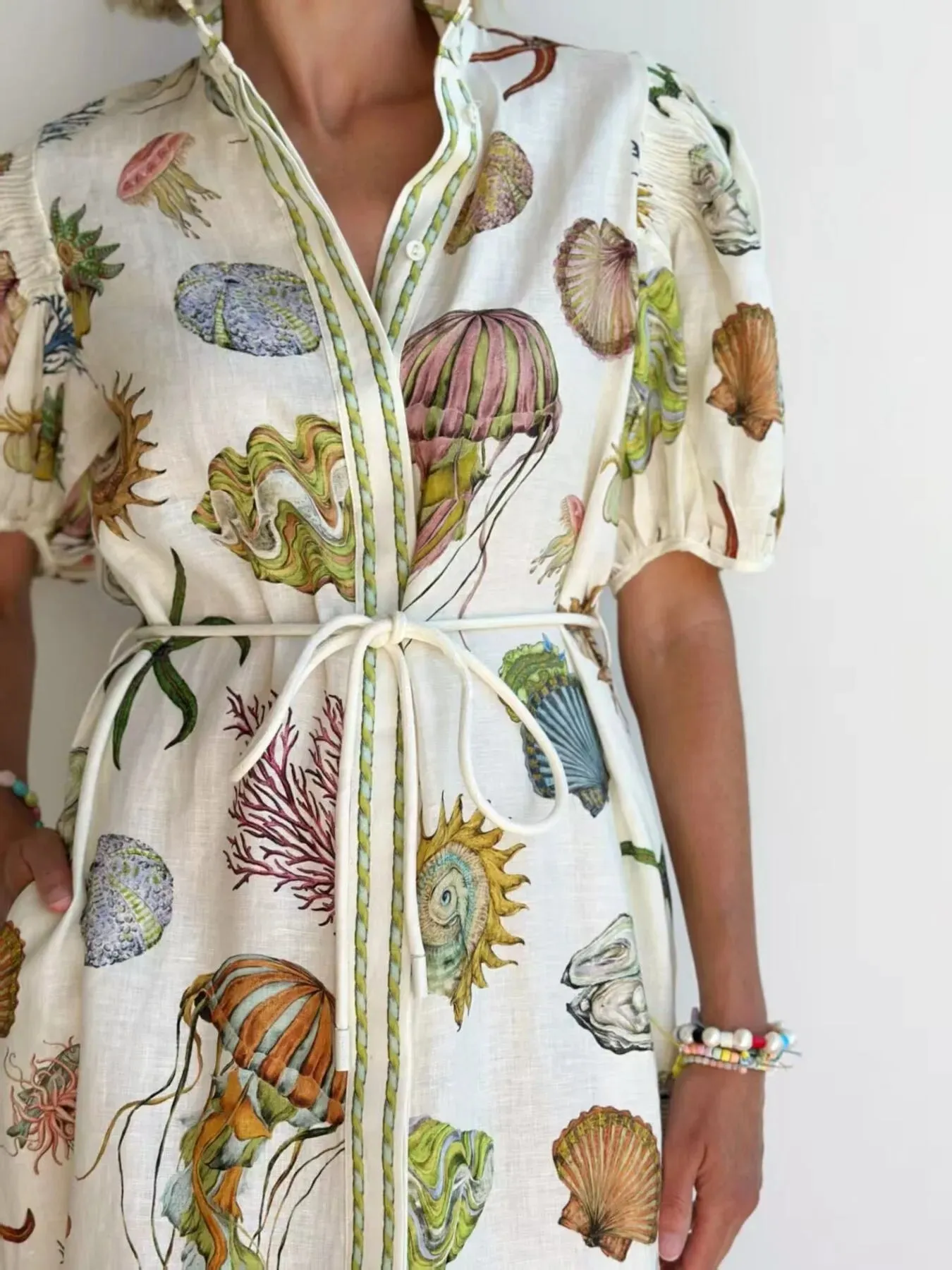 Printed Short Sleeve Shirt Dress sold by Gigi Laurent product image thumbnail 2