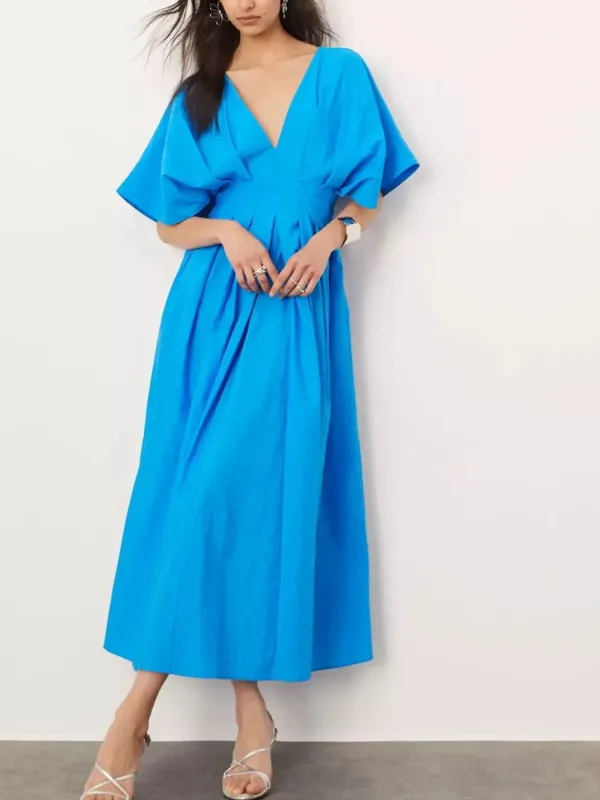 V-Neck Half Sleeve Midi Dress sold by Gigi Laurent