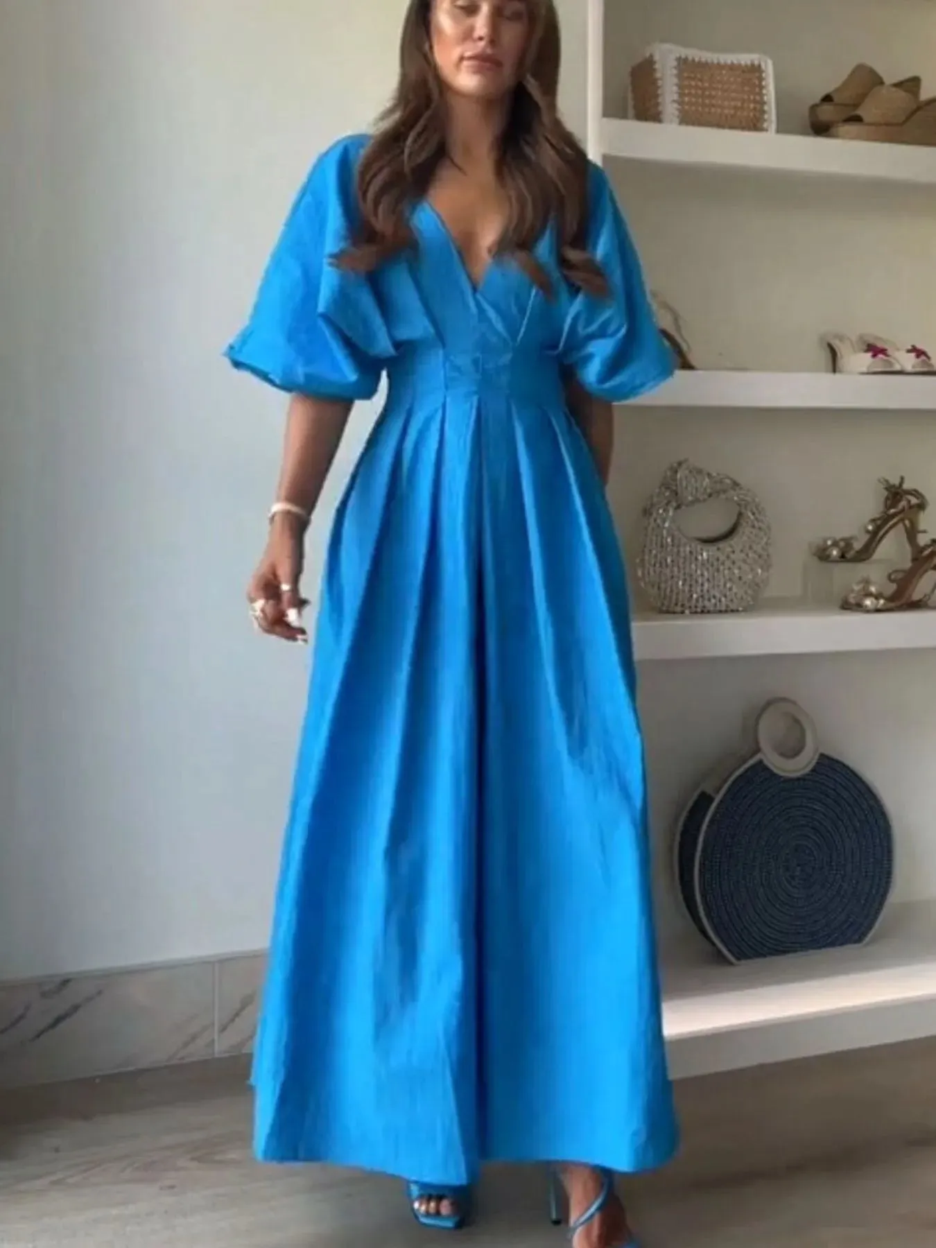 V-Neck Half Sleeve Midi Dress sold by Gigi Laurent product image thumbnail 5