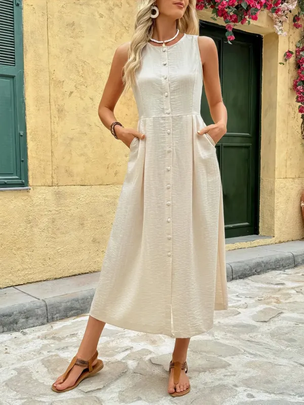 Round Neck Sleeveless Midi Dress sold by Gigi Laurent