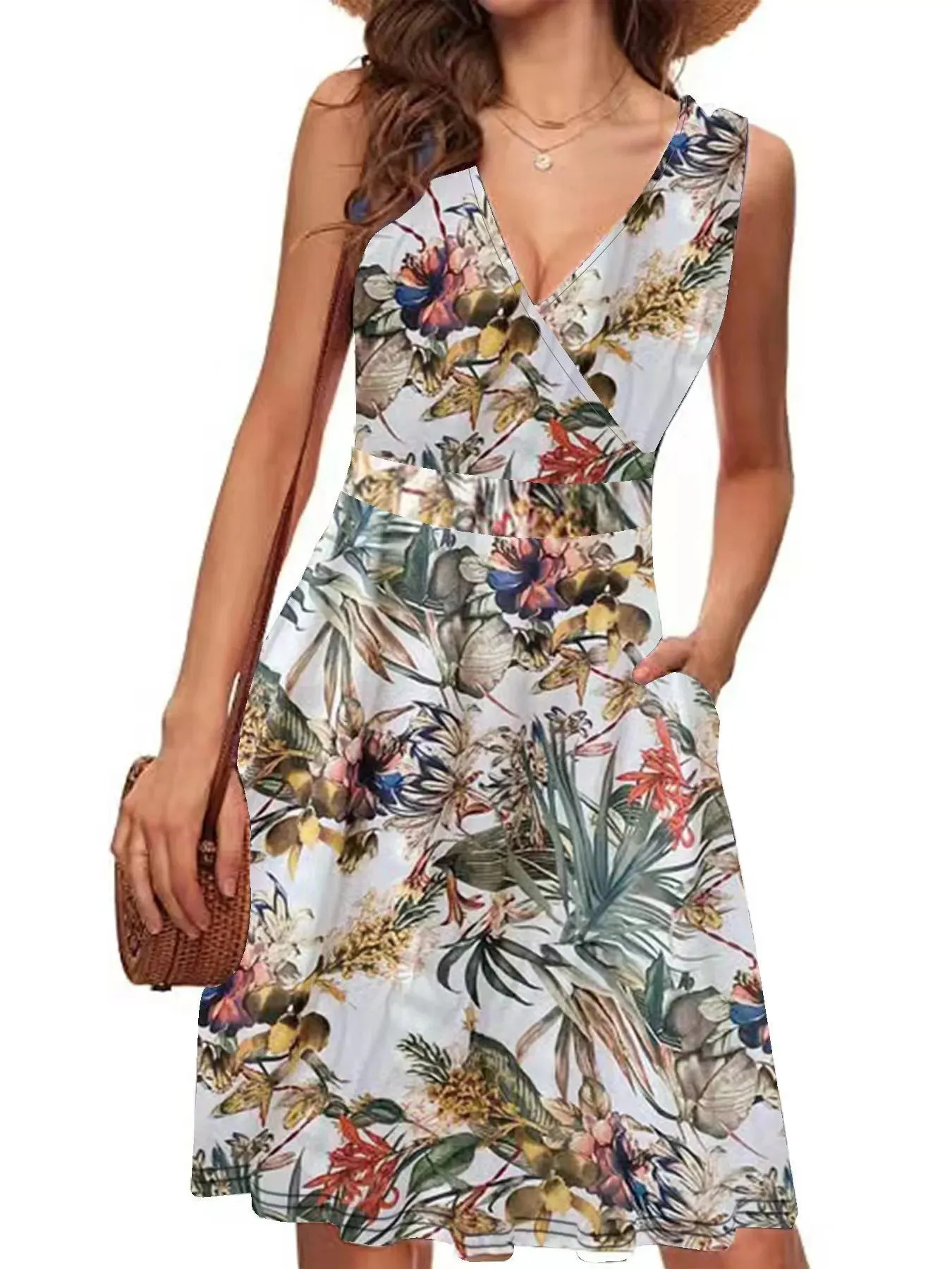 Printed Surplice Sleeveless Dress sold by Gigi Laurent product image thumbnail 3
