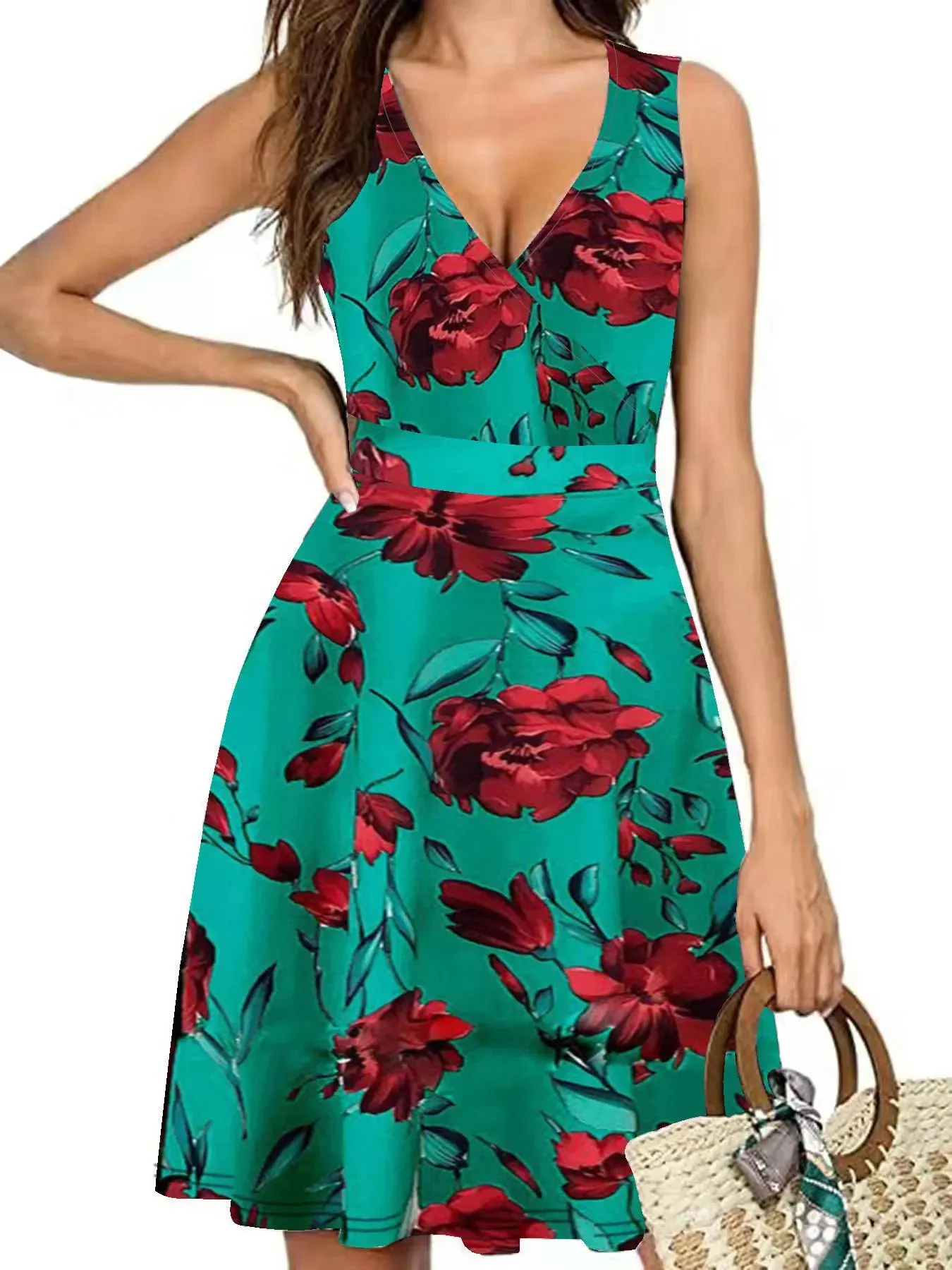 Printed Surplice Sleeveless Dress sold by Gigi Laurent product image thumbnail 5