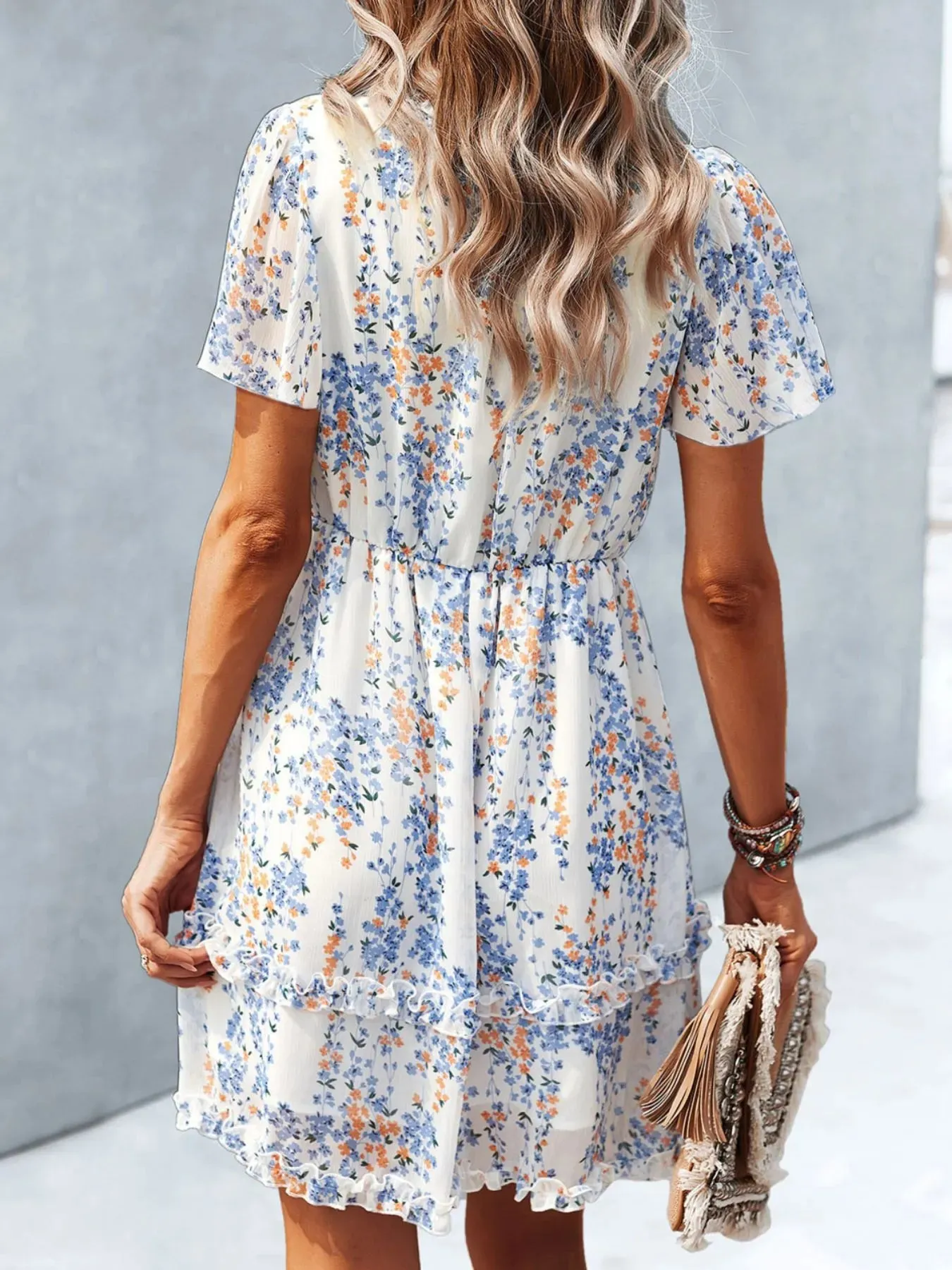 Floral Wrap Dress with Flutter Sleeves sold by Gigi Laurent product image thumbnail 2