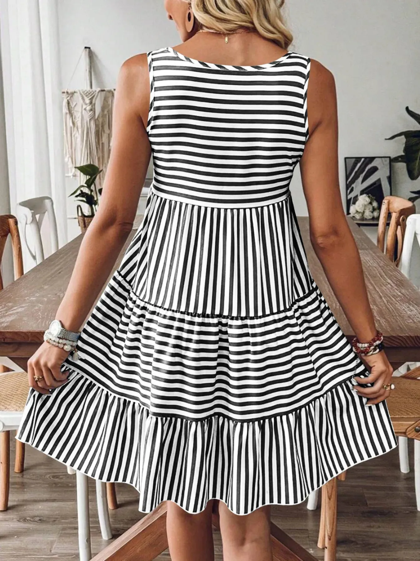Casual Striped Tiered Ruffle Tank Dress sold by Gigi Laurent product image thumbnail 2