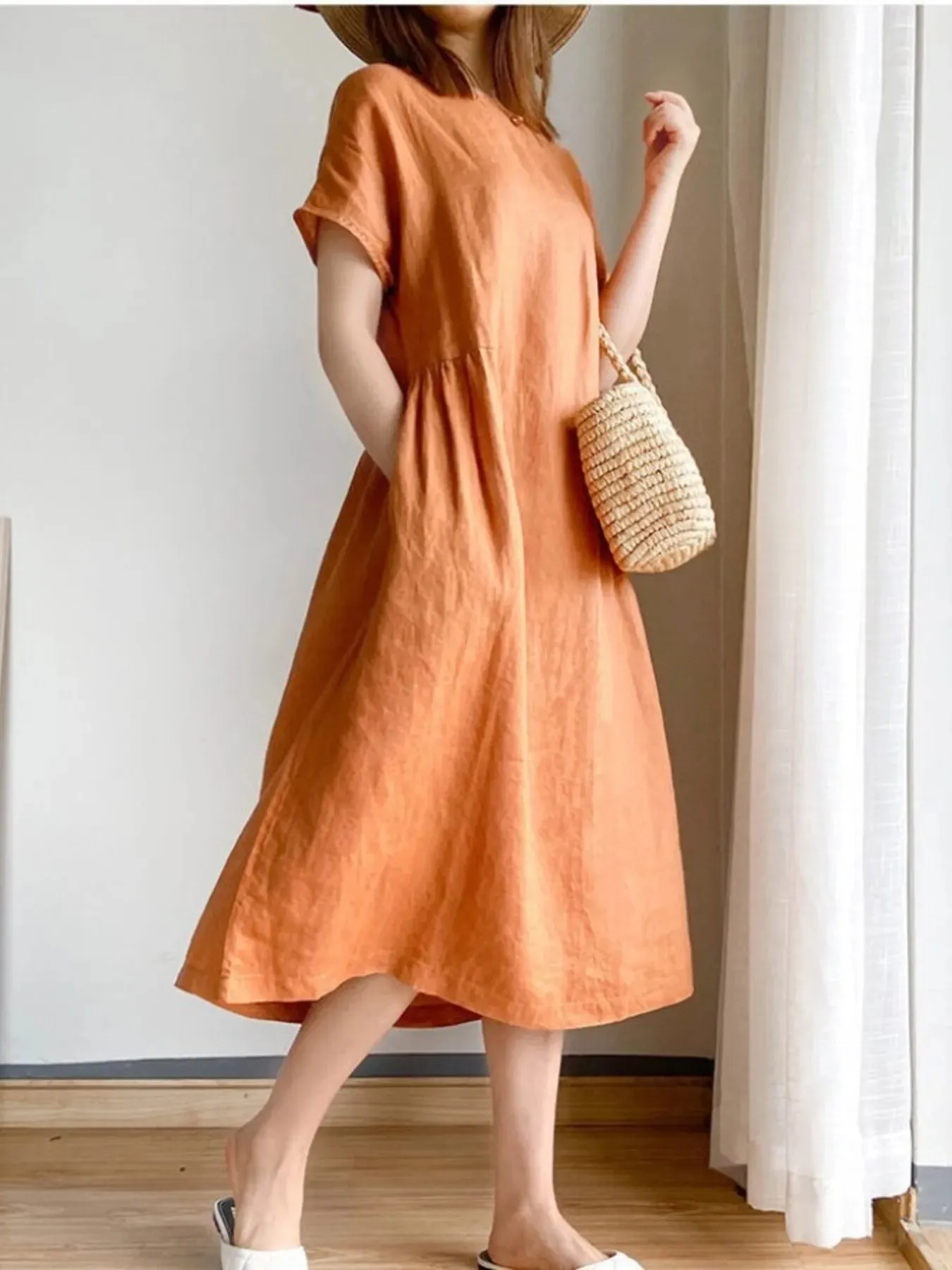 Full Size Casual Round Neck Midi Dress Plus Size sold by Gigi Laurent product image thumbnail 2