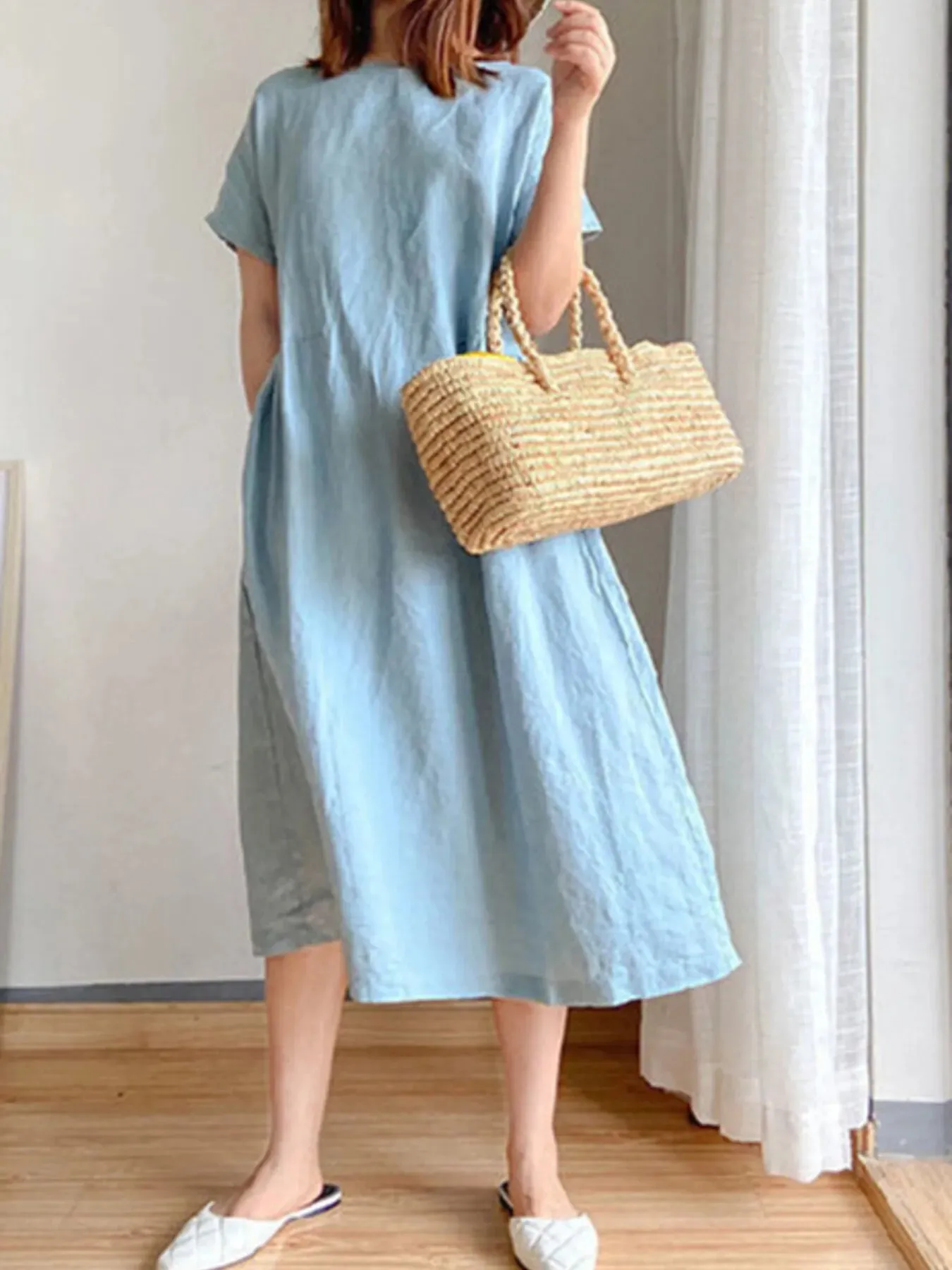 Full Size Casual Round Neck Midi Dress Plus Size sold by Gigi Laurent product image thumbnail 5