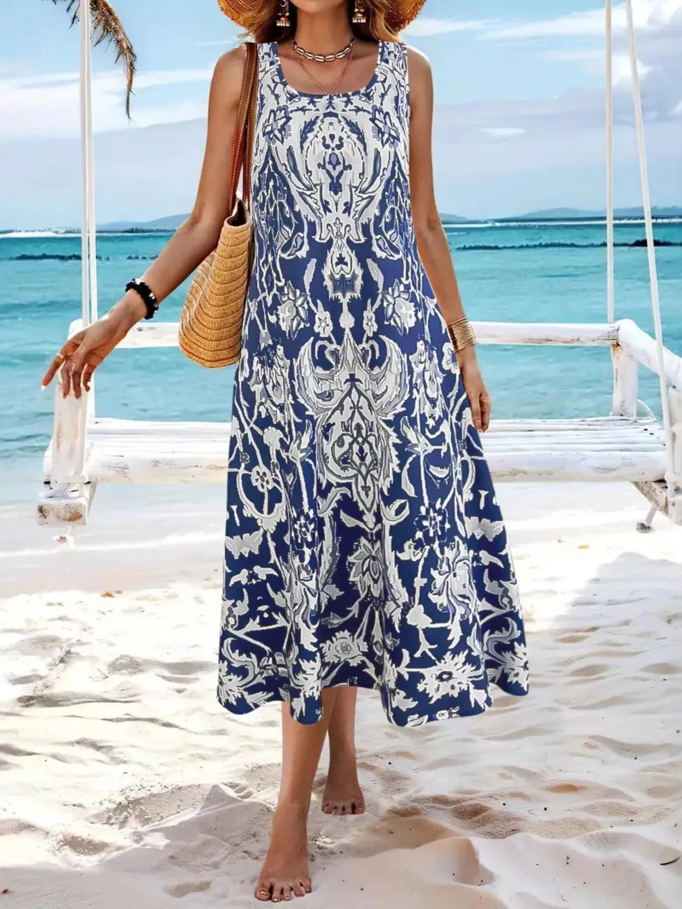 Printed Sleeveless Midi Dress sold by Gigi Laurent product image thumbnail 4