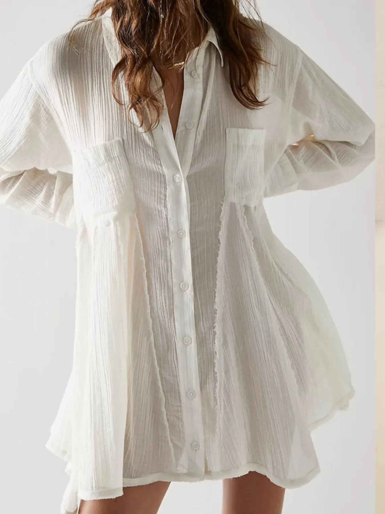 Textured Button-Down Shirt Dress sold by Gigi Laurent