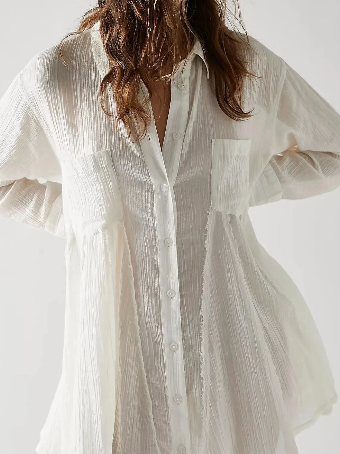 Textured Button-Down Shirt Dress sold by Gigi Laurent product image thumbnail 3