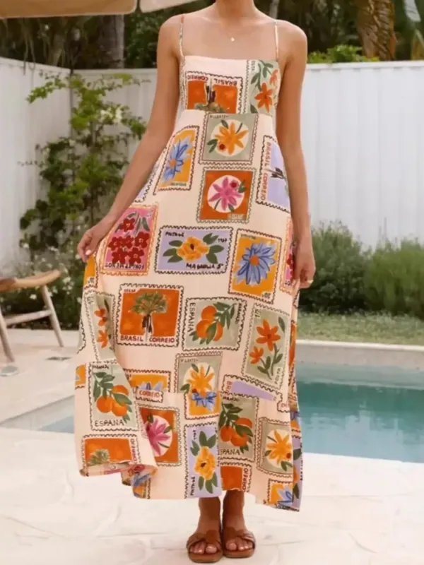 Printed Strapless Maxi Cami Dress sold by Gigi Laurent