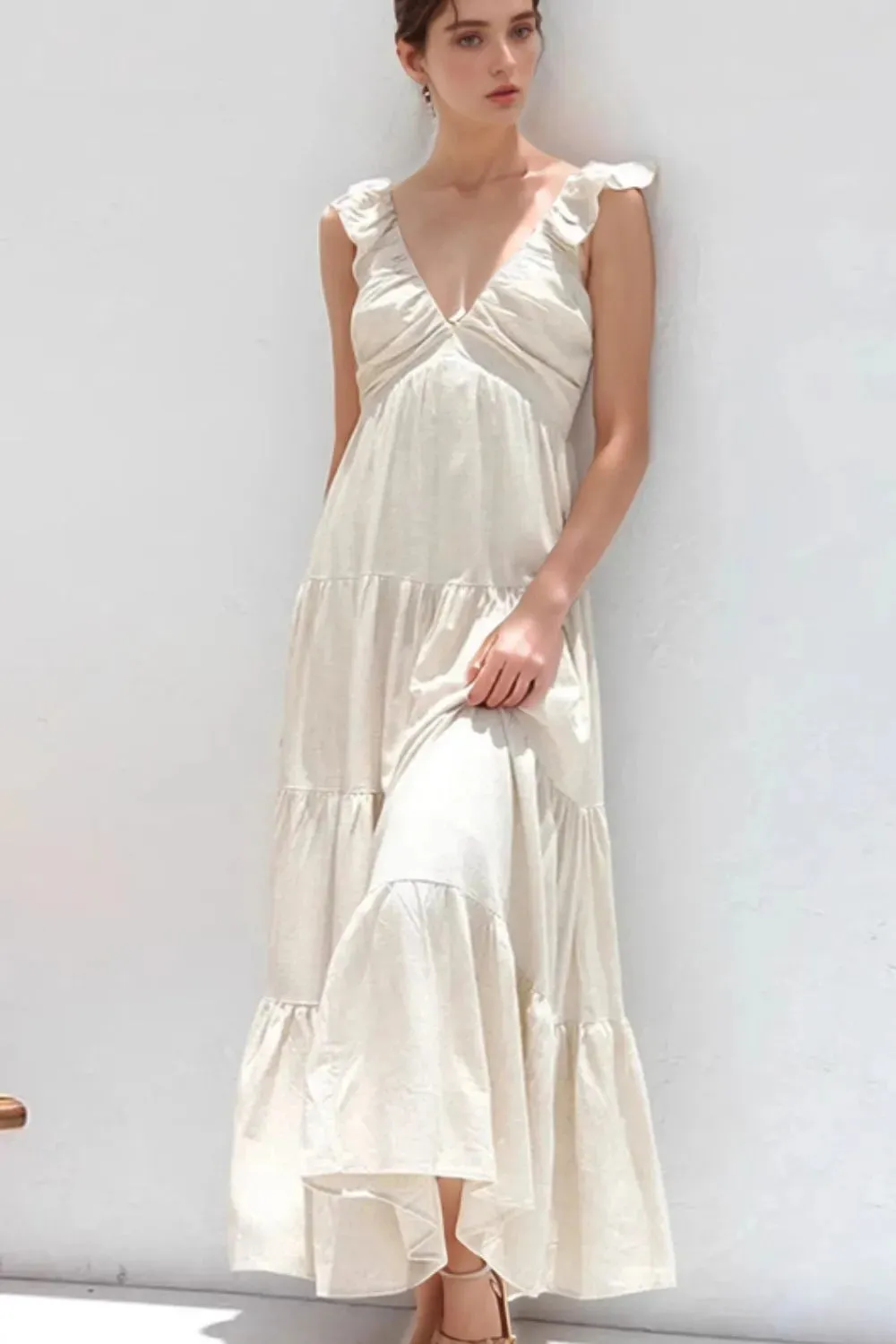 Ruffled V-Neck Tiered Dress sold by Gigi Laurent