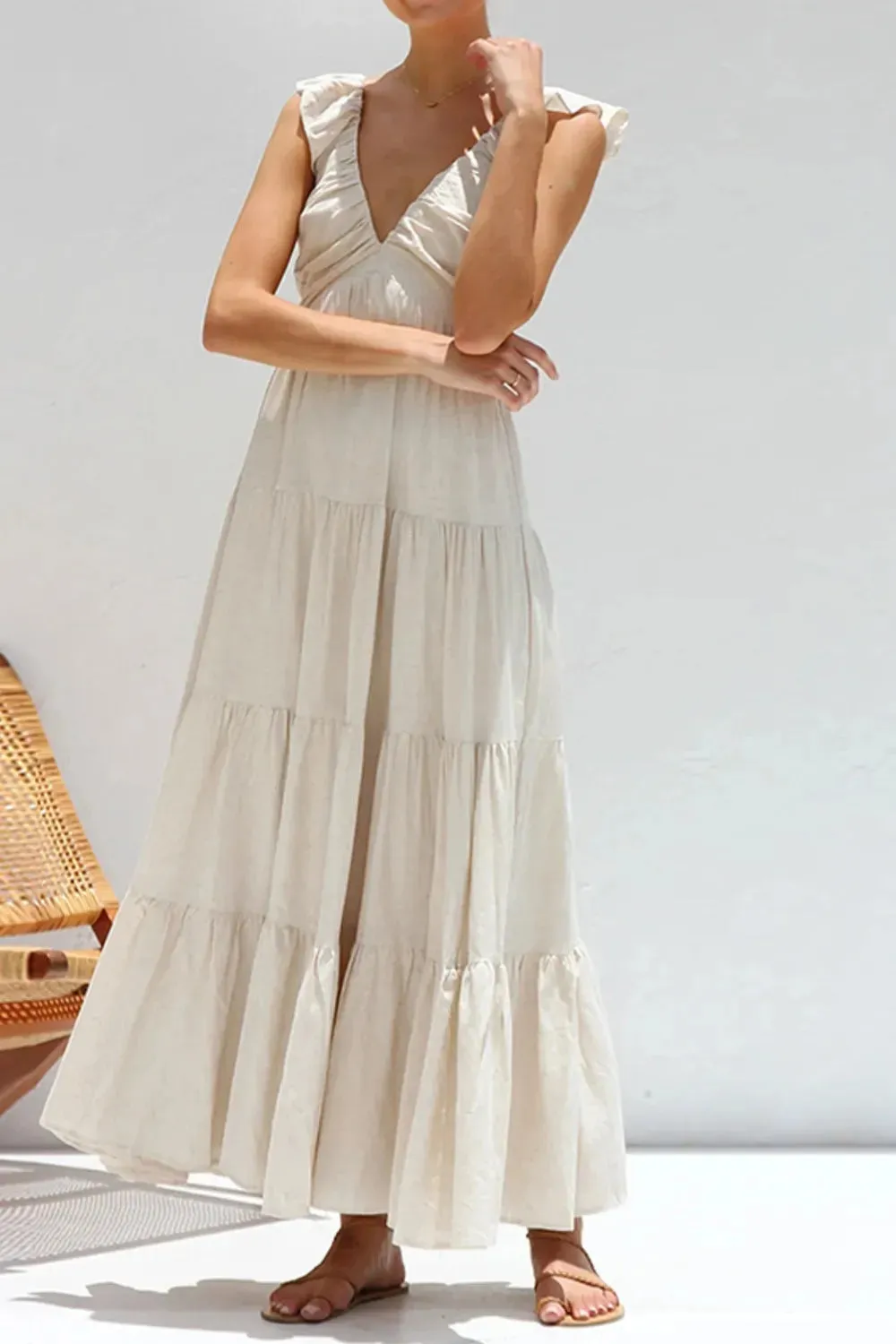 Ruffled V-Neck Tiered Dress sold by Gigi Laurent product image thumbnail 5