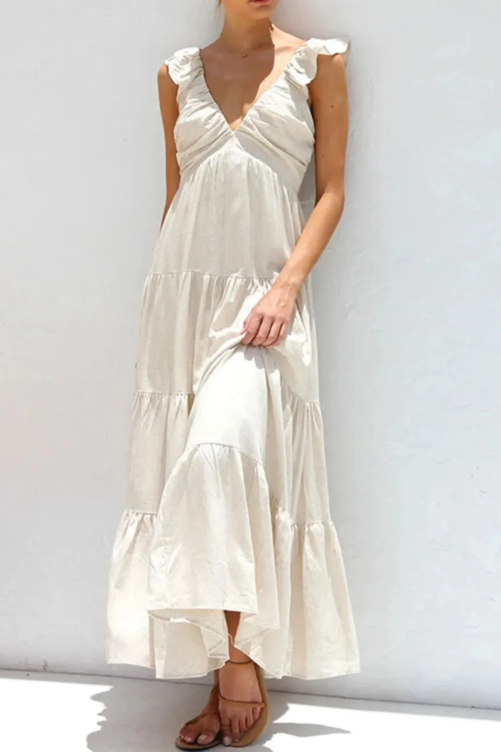 Ruffled V-Neck Tiered Dress sold by Gigi Laurent product image thumbnail 2