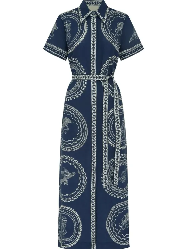 Printed Maxi Shirt Dress with Belt sold by Gigi Laurent