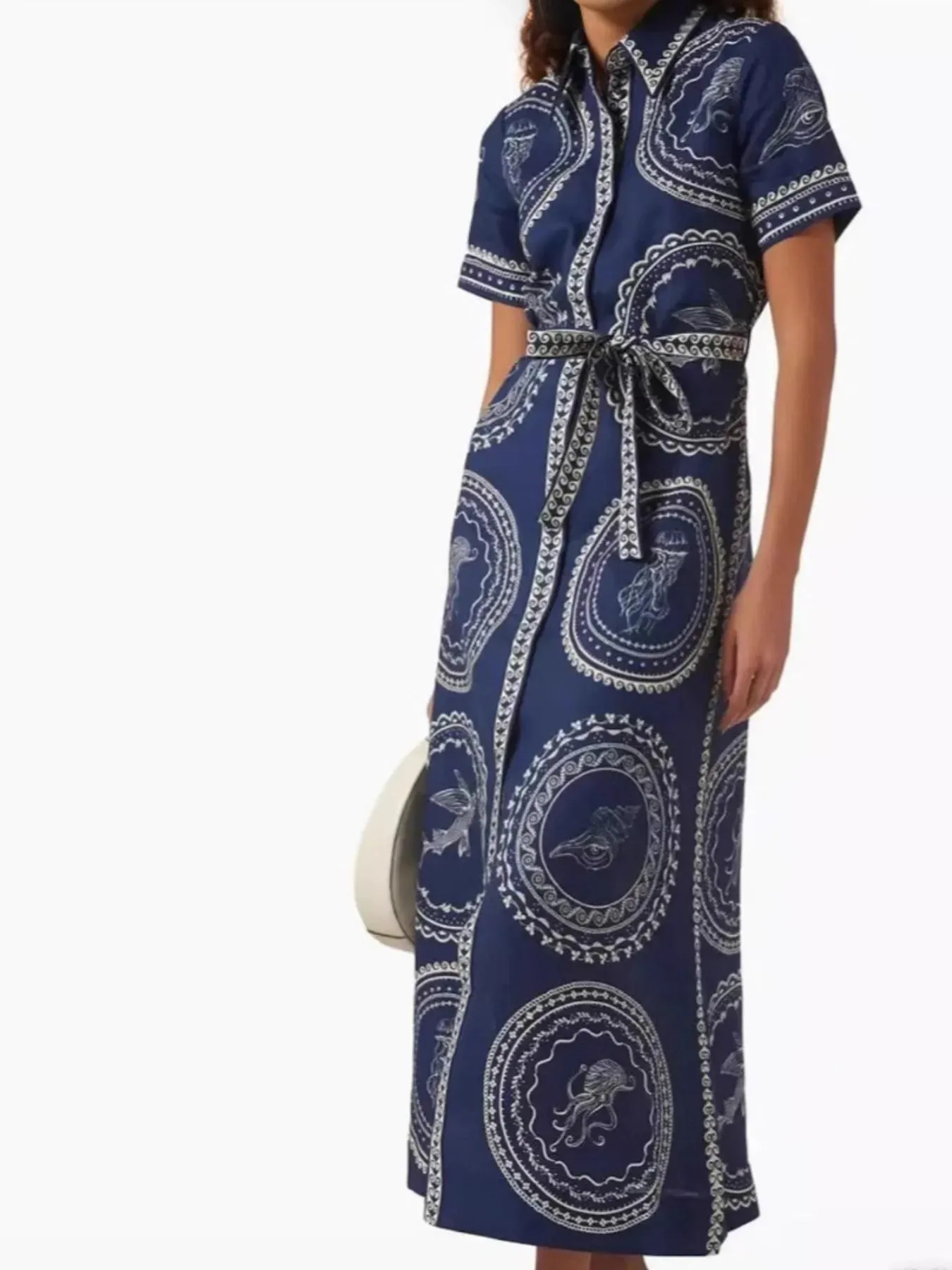 Printed Maxi Shirt Dress with Belt sold by Gigi Laurent product image thumbnail 4