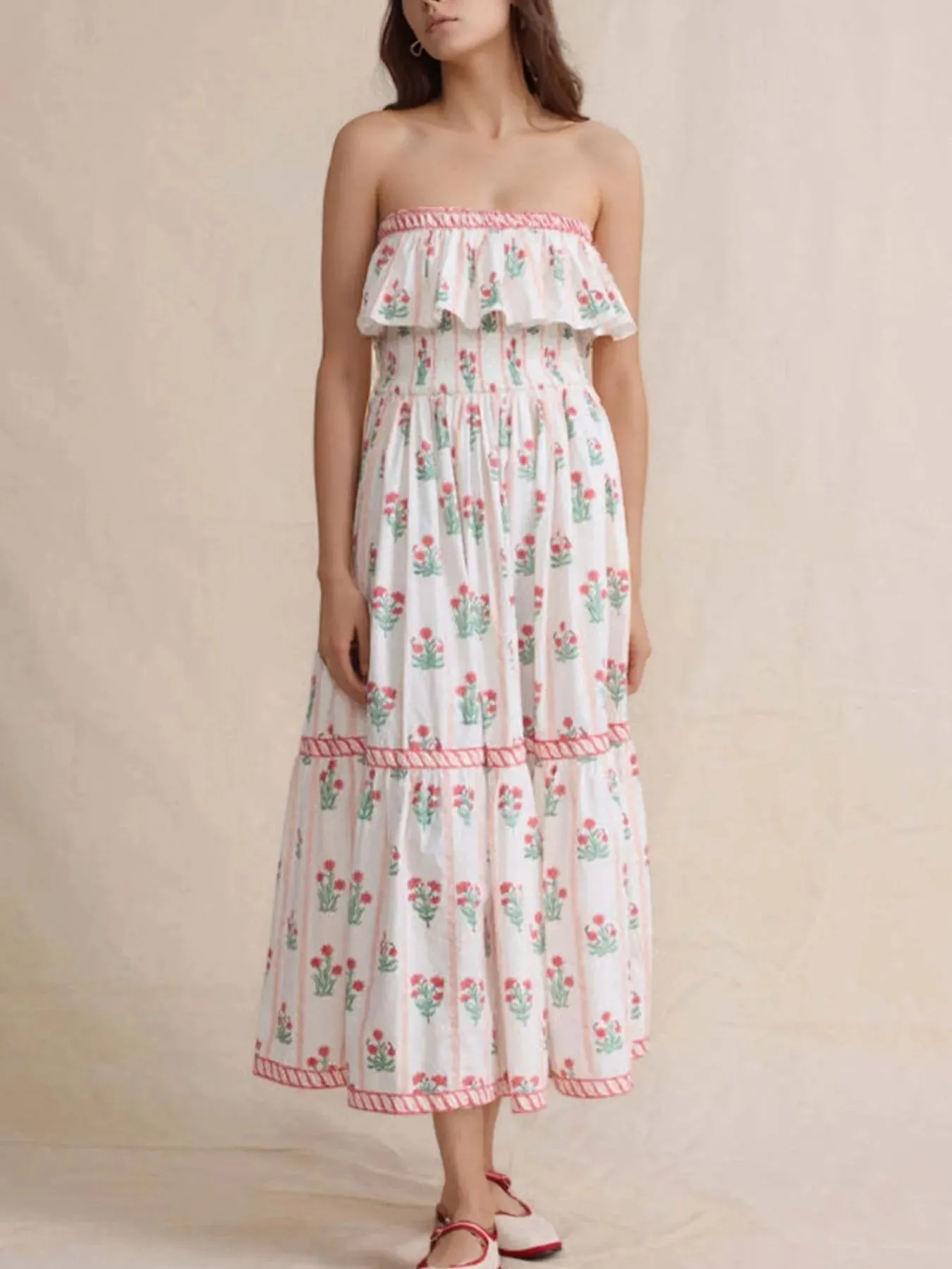 Floral Strapless Ruffle Dress sold by Gigi Laurent
