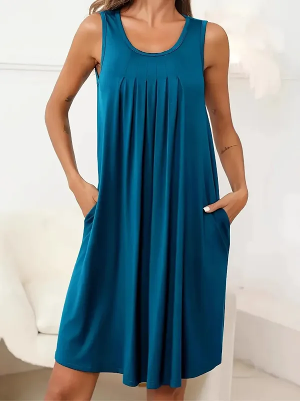 Flowy Pleated Tank Dress with Pockets sold by Gigi Laurent