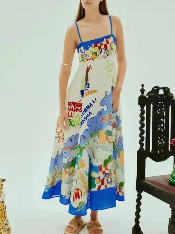 Printed Square Neck Cami Dress sold by Gigi Laurent