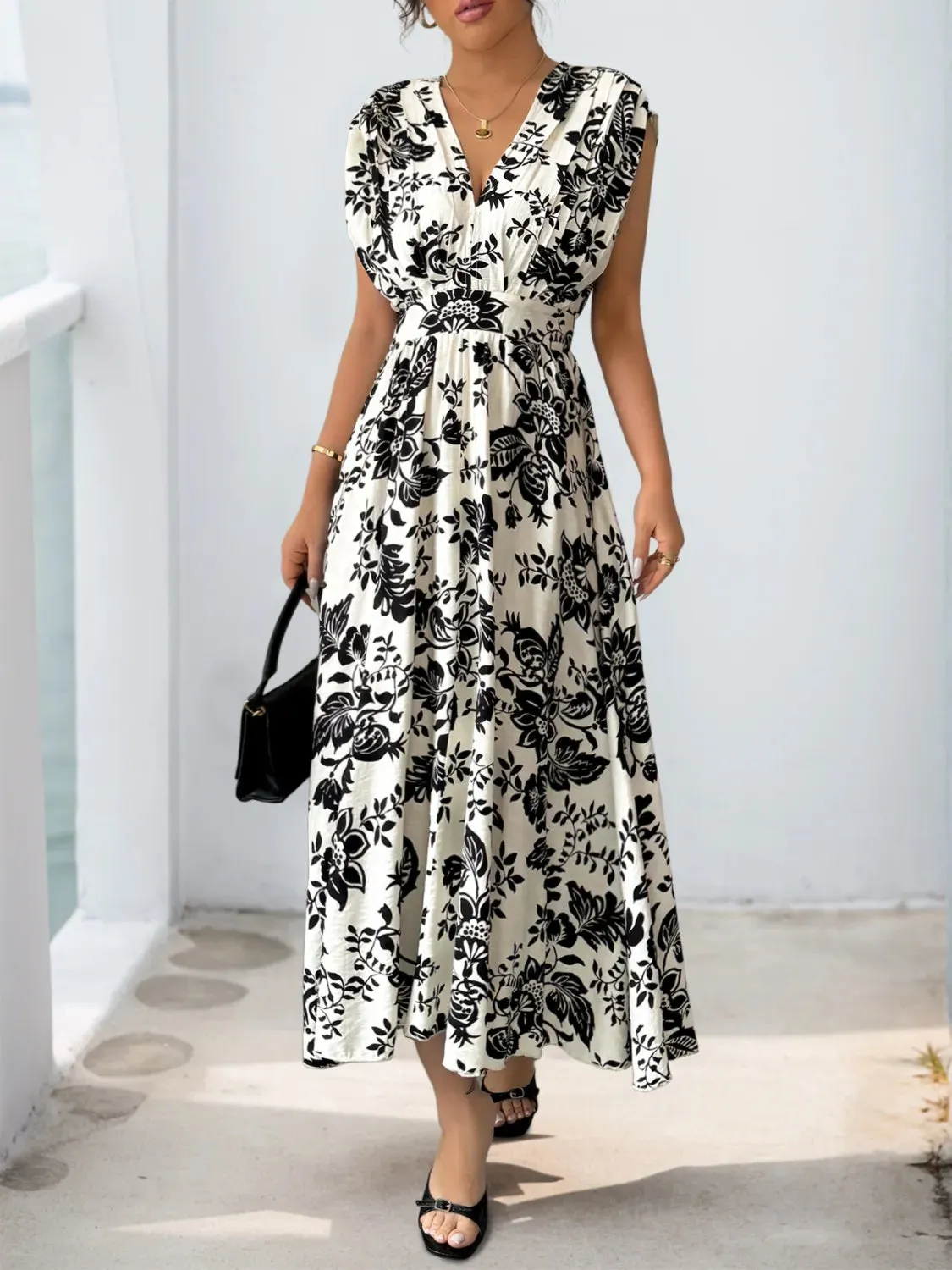 Printed V-Neck Cap Sleeve Dress sold by Gigi Laurent product image thumbnail 3