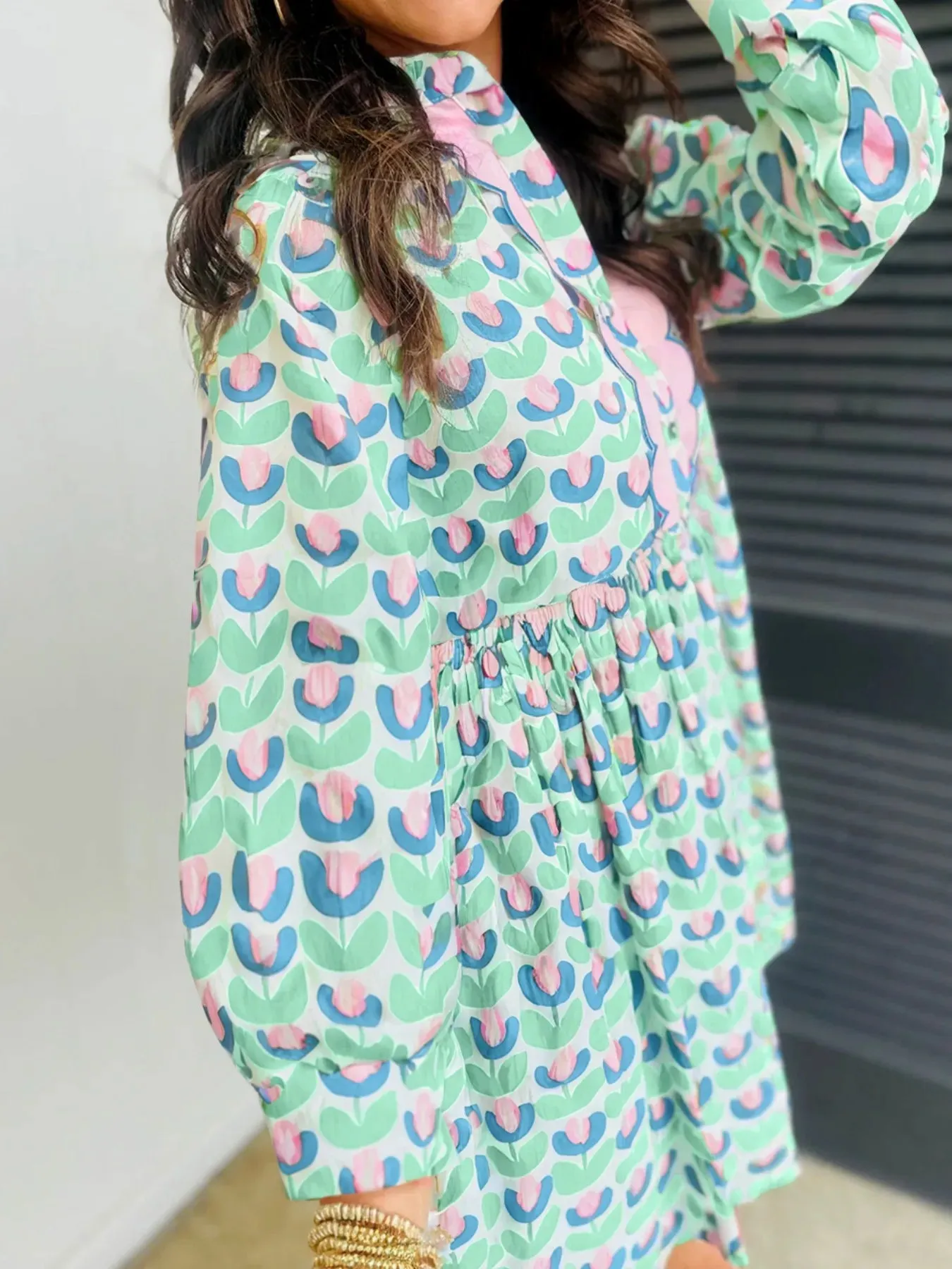 Printed Long Sleeve Shirt Dress sold by Gigi Laurent product image thumbnail 2