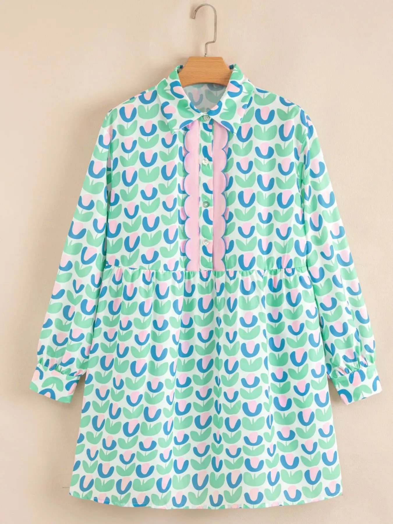Printed Long Sleeve Shirt Dress sold by Gigi Laurent product image thumbnail 4
