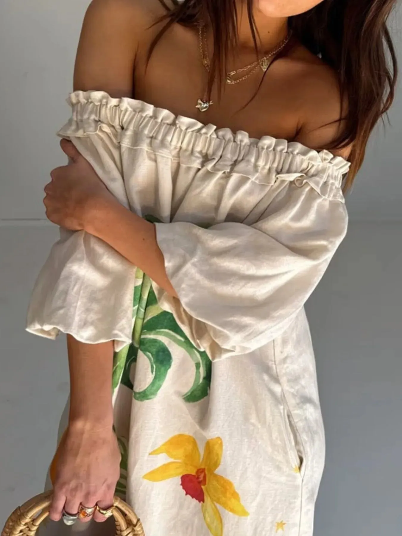 Frill Printed Off-Shoulder Dress sold by Gigi Laurent product image thumbnail 3