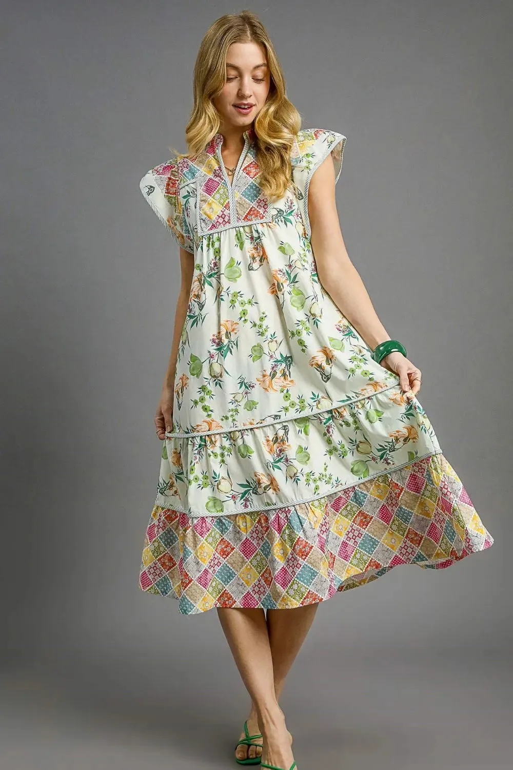 Umgee Patchwork Garden Midi Dress sold by Gigi Laurent product image thumbnail 4