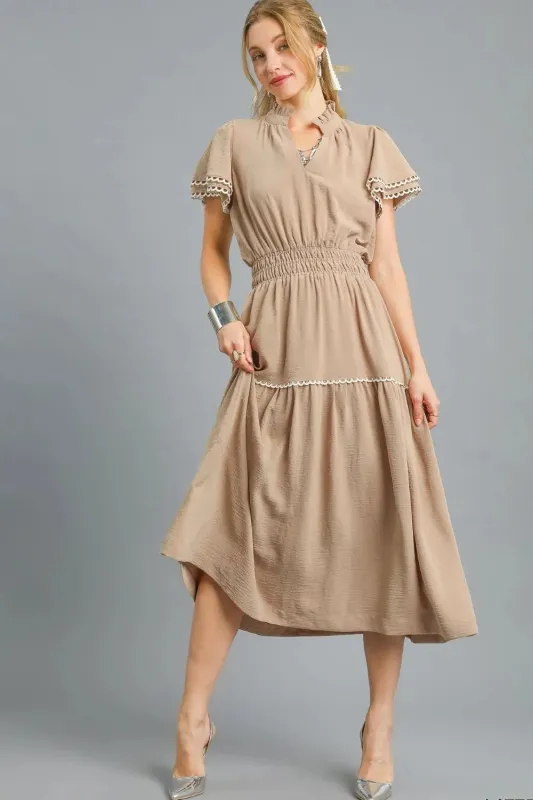 Umgee Tiered Flutter Sleeve Midi Dress sold by Gigi Laurent