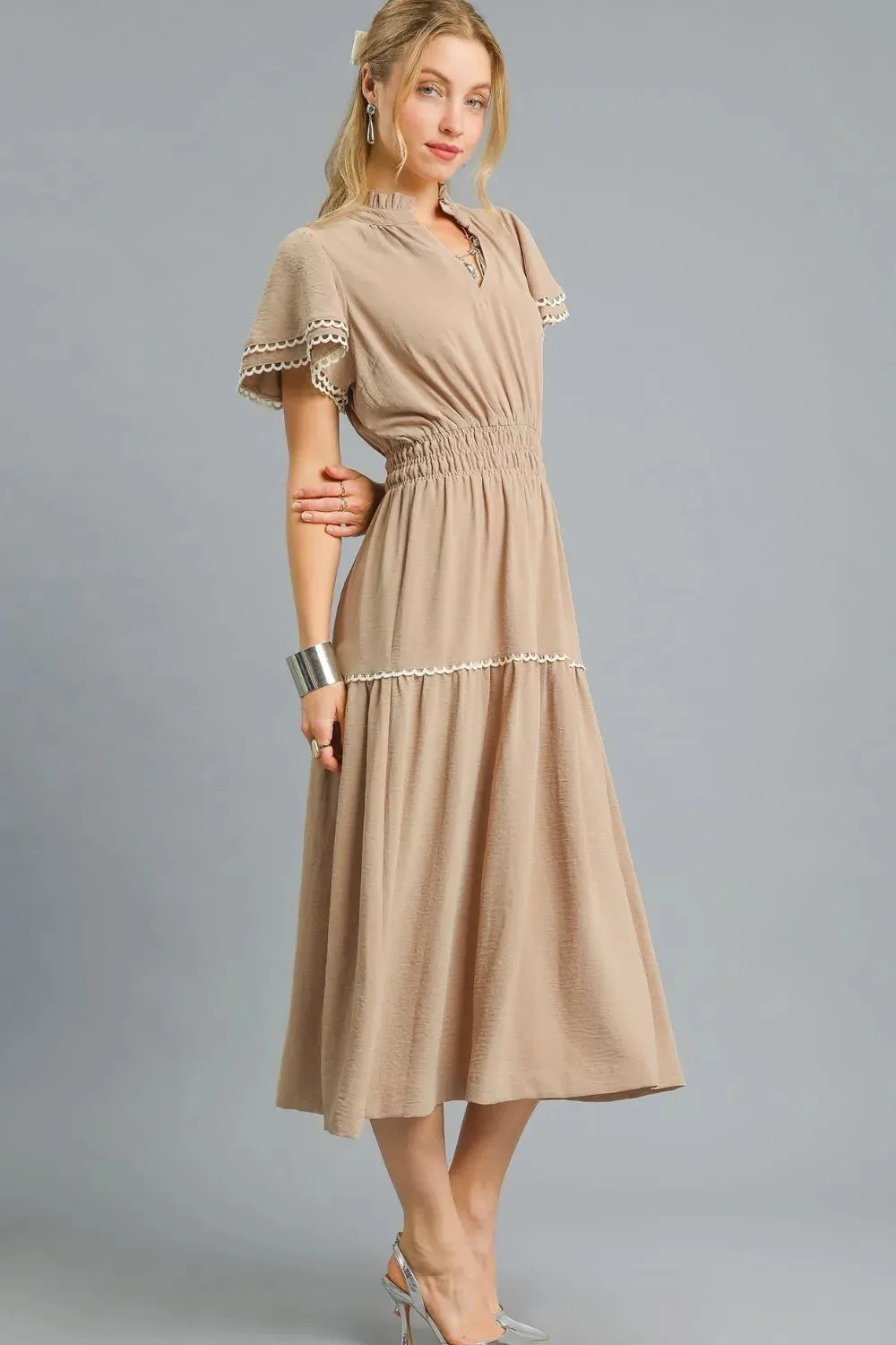 Umgee Tiered Flutter Sleeve Midi Dress sold by Gigi Laurent product image thumbnail 3