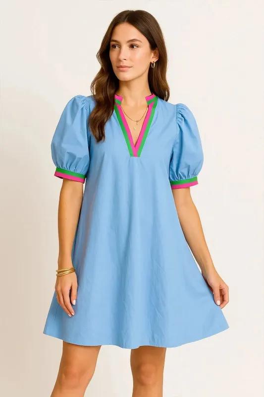 Notched Puff Sleeve Swing Dress sold by Gigi Laurent