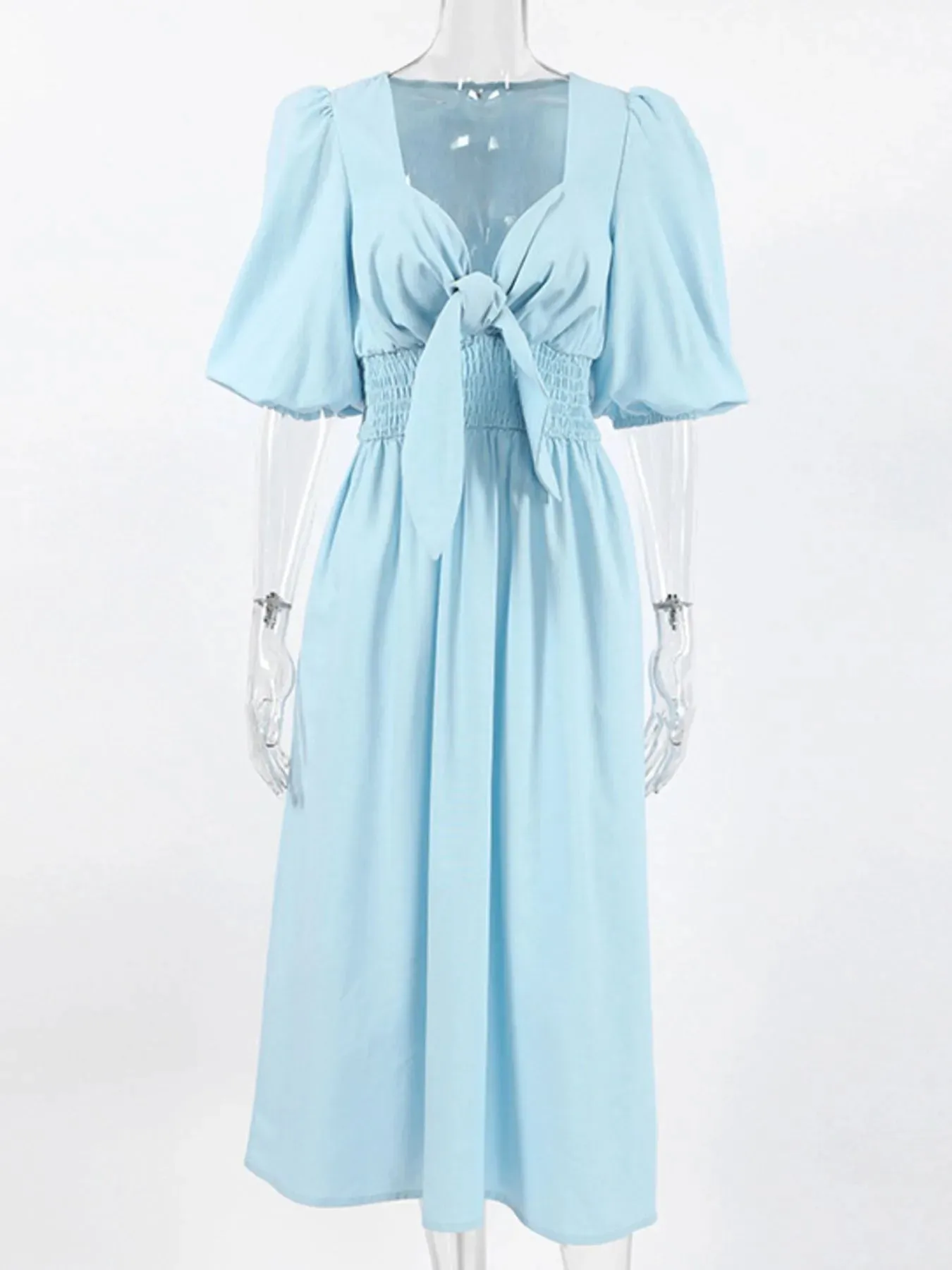 Smocked Puff Sleeve Midi Dress sold by Gigi Laurent product image thumbnail 4