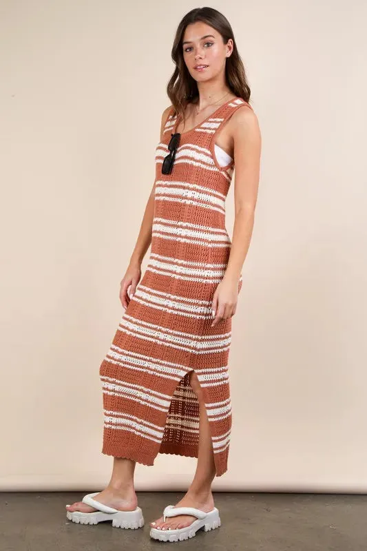 VERY J Stripe Knit Casual Sweater Midi Dress sold by Gigi Laurent product image thumbnail 4