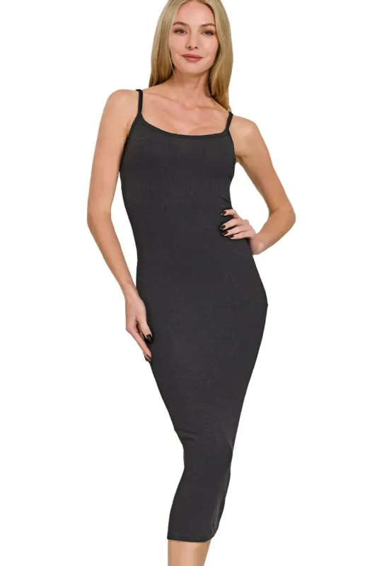 Zenana Ribbed Bodycon Midi Dress sold by Gigi Laurent