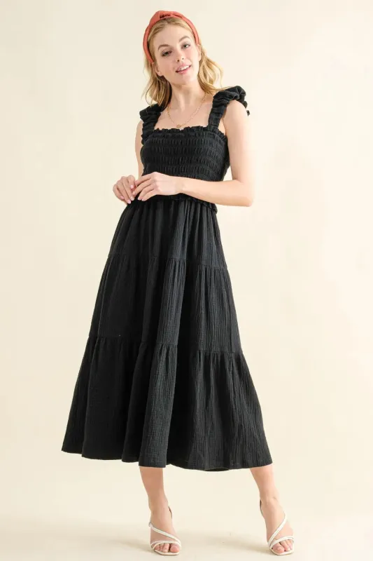 And The Why Smocked Ruffled Tiered Dress sold by Gigi Laurent