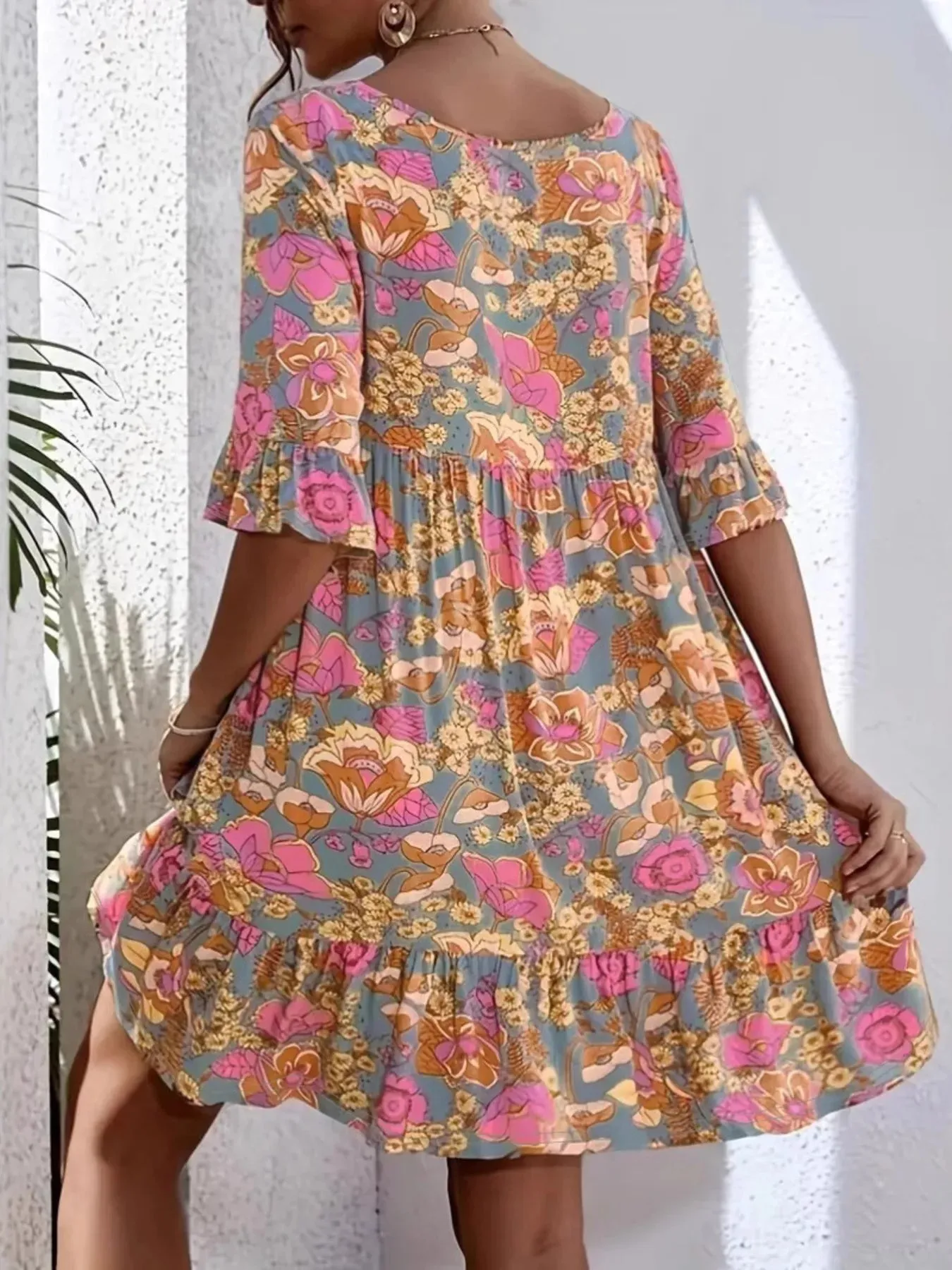 Printed V-Neck Tiered Dress sold by Gigi Laurent product image thumbnail 2