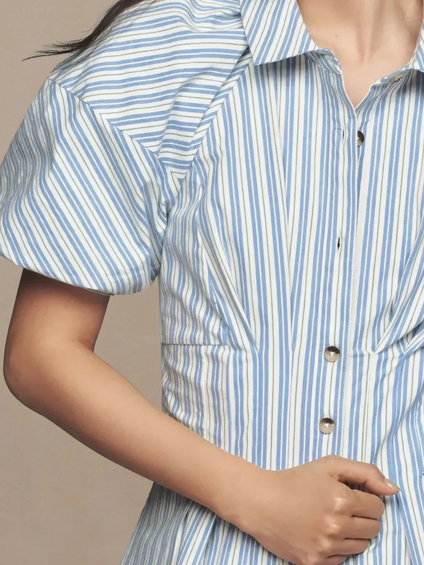 Striped Button Front Shirt Dress sold by Gigi Laurent product image thumbnail 3