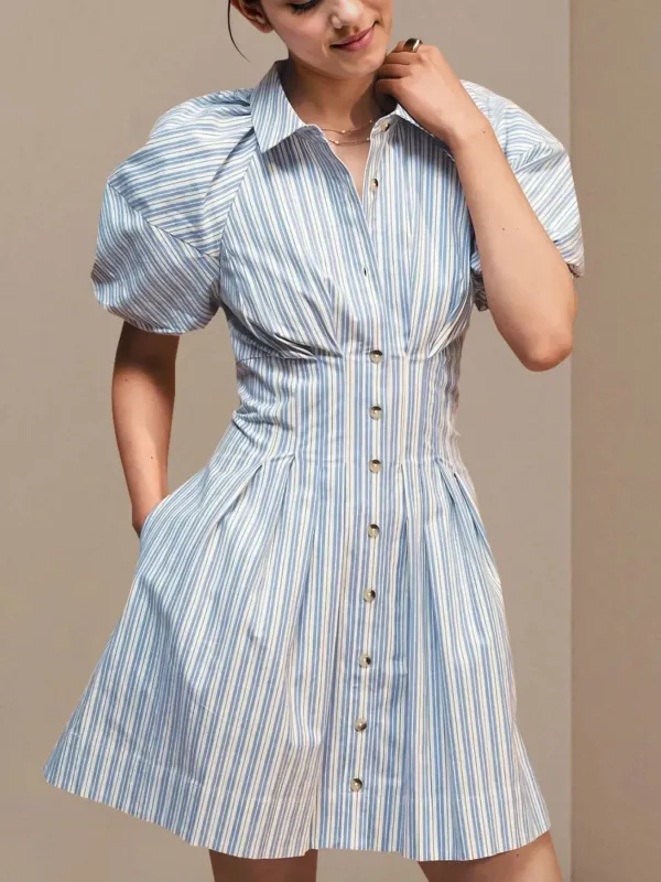 Striped Button Front Shirt Dress sold by Gigi Laurent