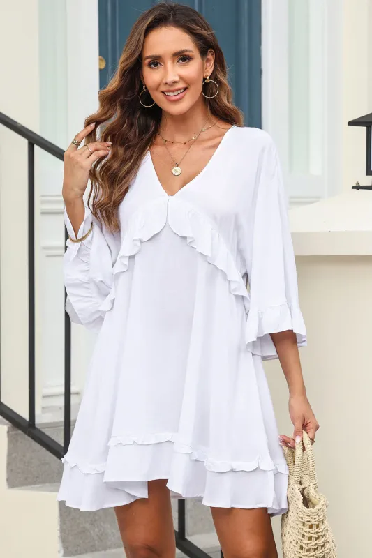 V-Neck Ruffled Mini Dress sold by Gigi Laurent