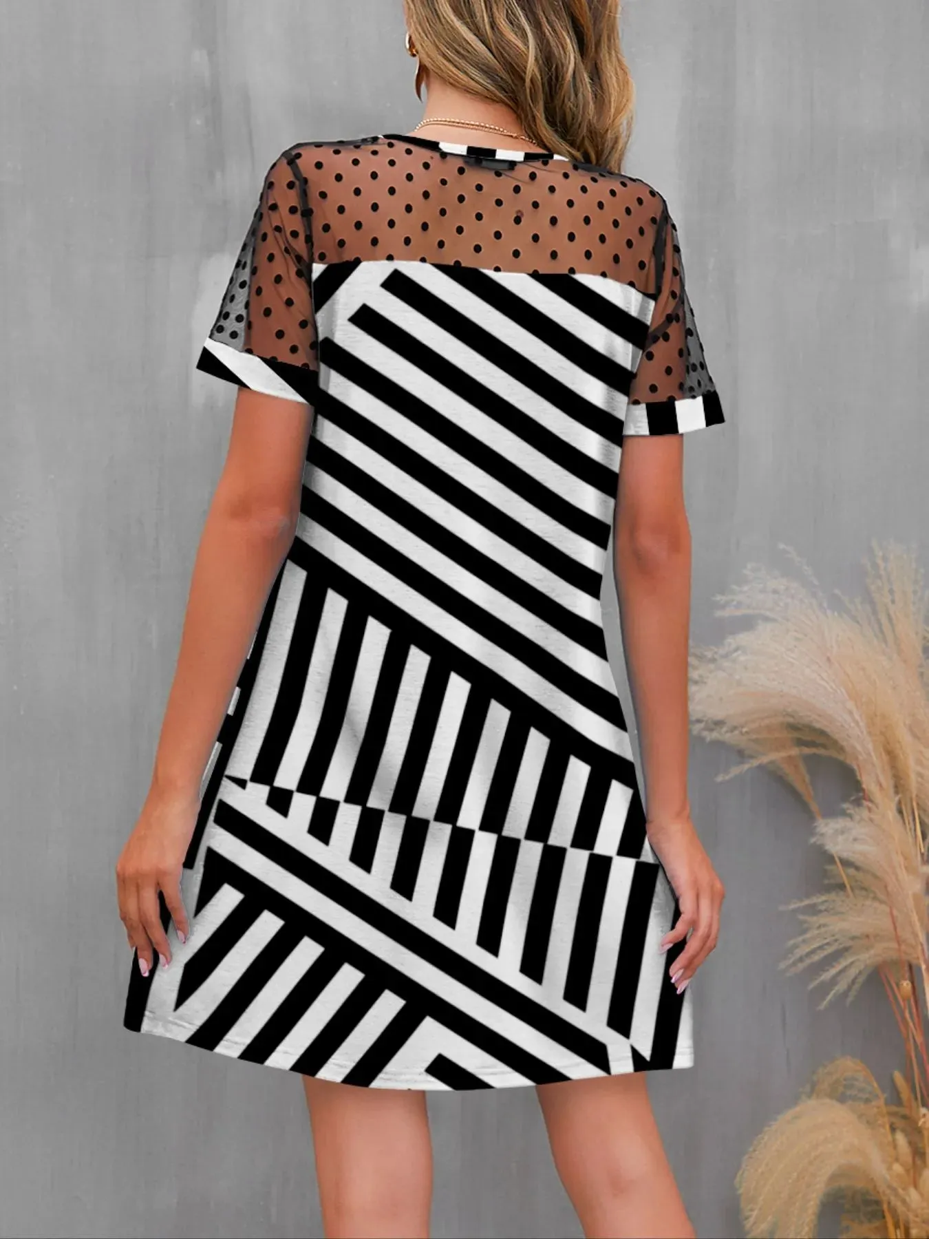 Mesh Polka Dot Striped Casual Dress sold by Gigi Laurent product image thumbnail 2
