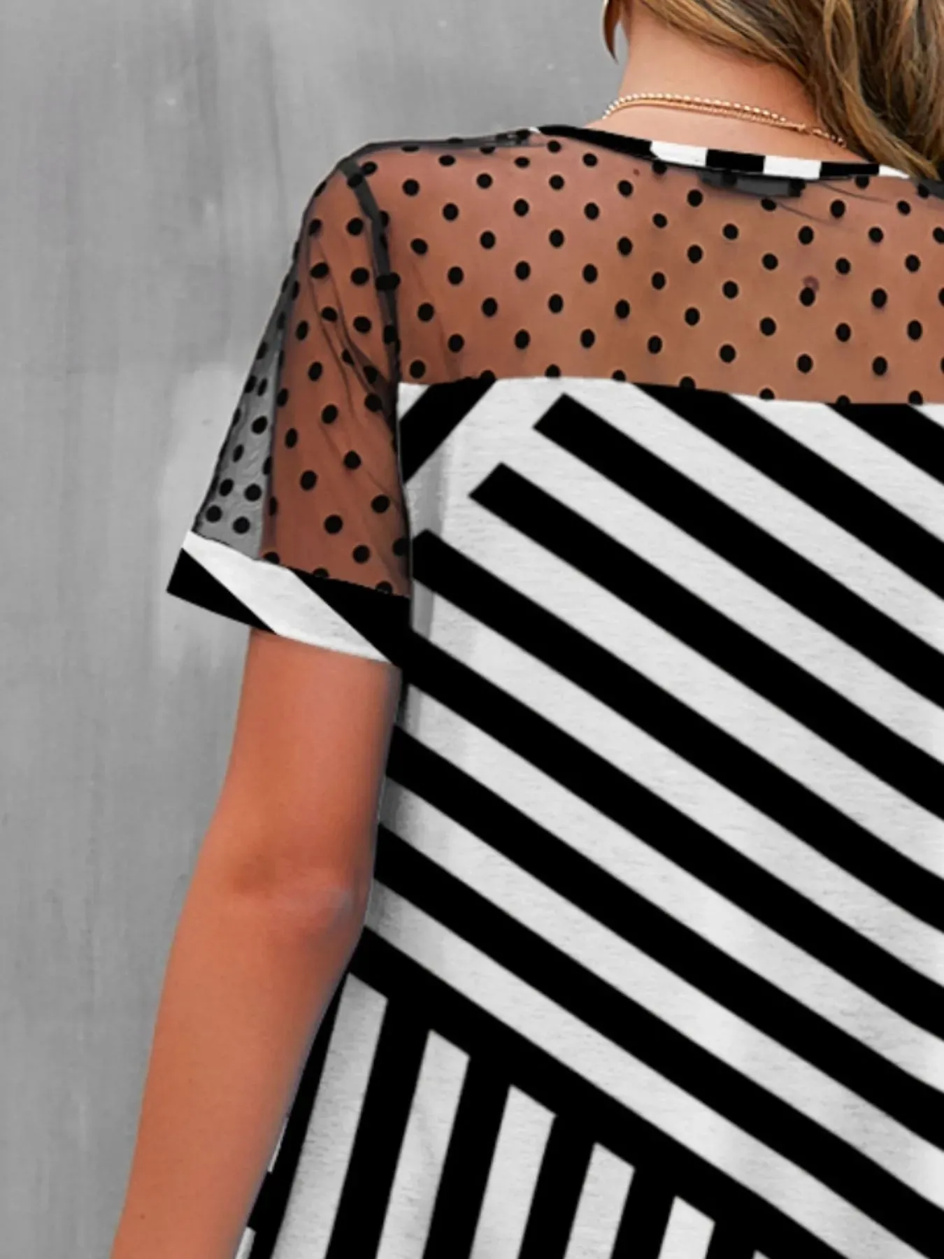 Mesh Polka Dot Striped Casual Dress sold by Gigi Laurent product image thumbnail 3