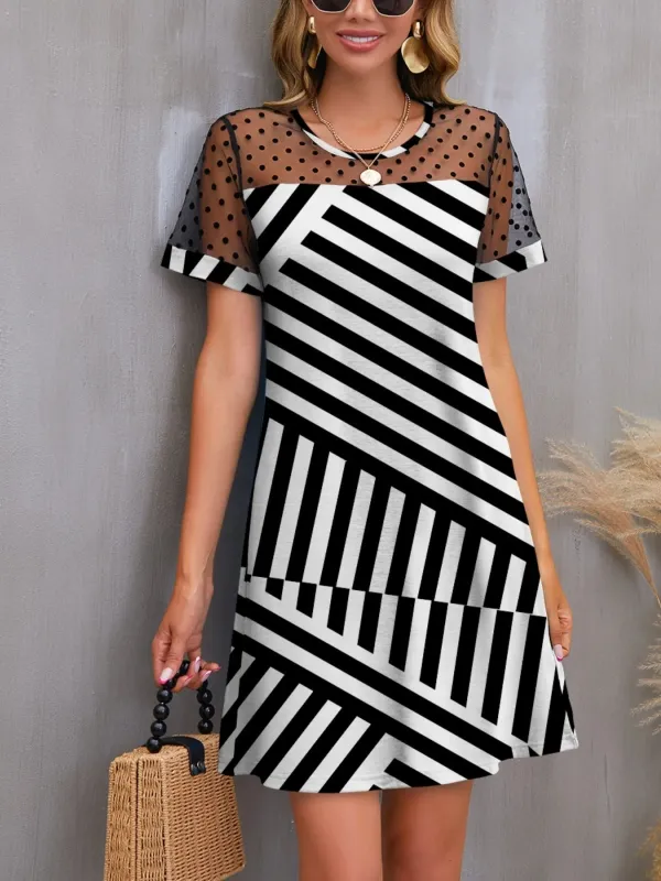 Mesh Polka Dot Striped Casual Dress sold by Gigi Laurent
